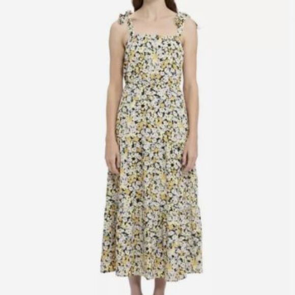 Social Standard by Sanctuary Black Daisy Print Maxi Long Tiered Dress size Small - Picture 1 of 9